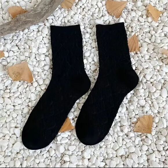 Cottagecore Embroidered floral tube dress Socks black and white bows - Picture 4 of 6